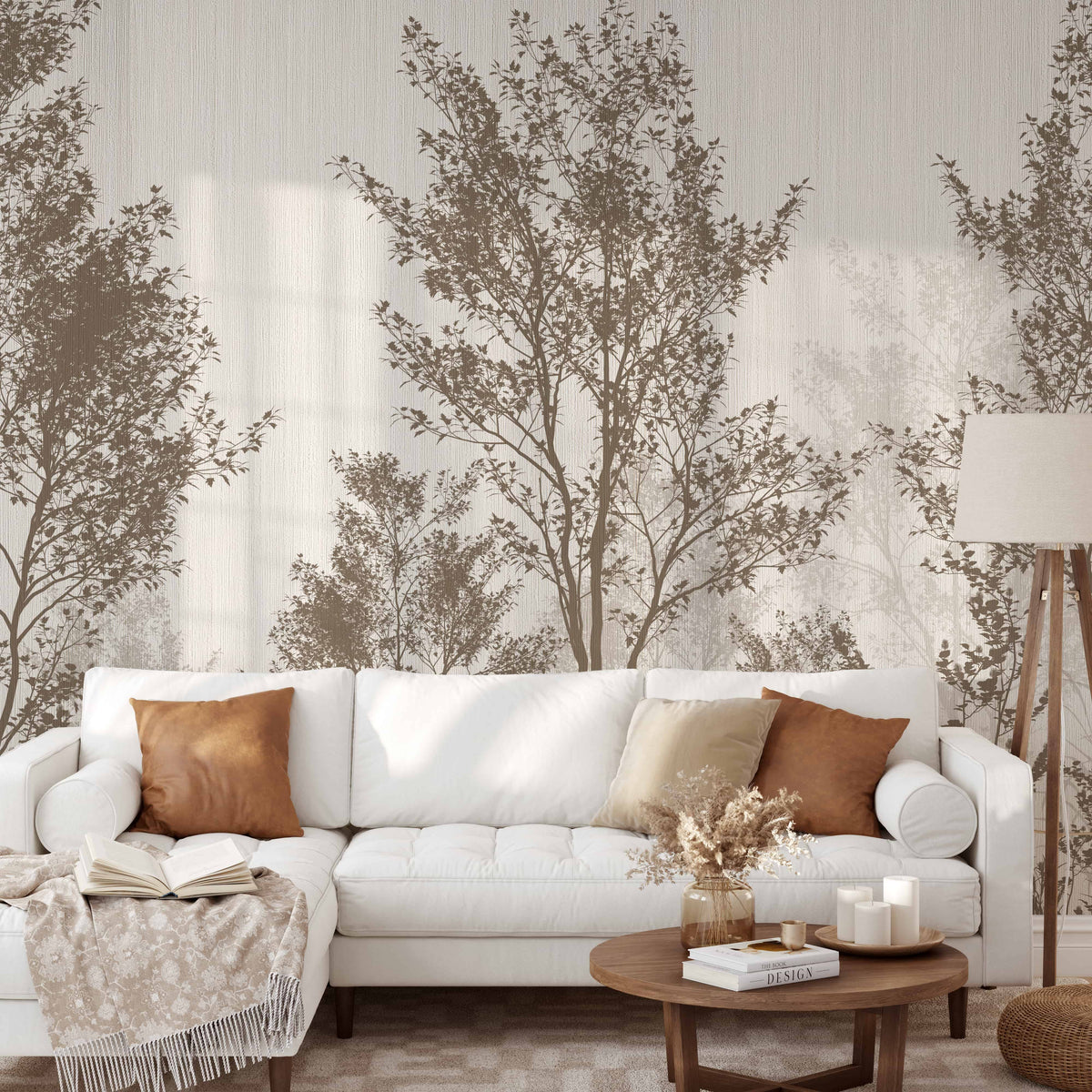 Elegant Beige Wallpaper | Textured & Floral Designs | EazzyWalls