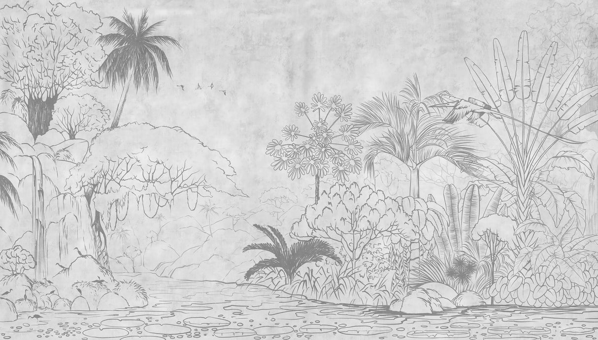 Tropical Jungle Landscape Mural Wallpaper