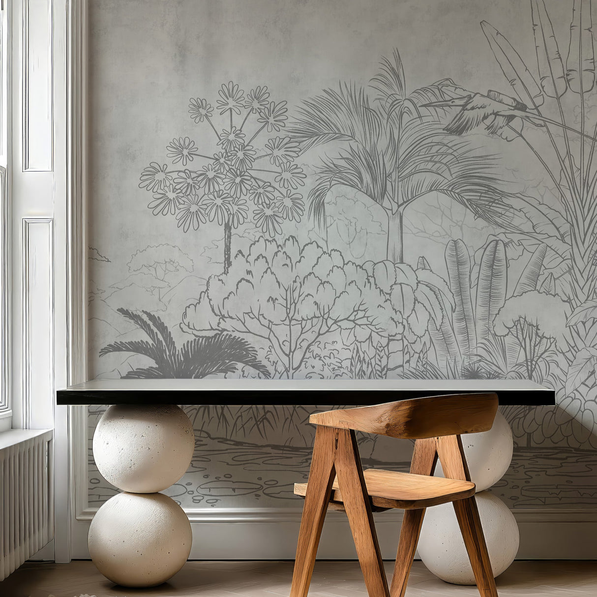 Tropical Jungle Landscape Mural Wallpaper