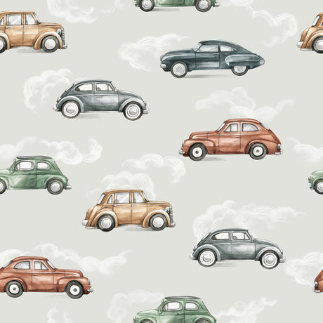 Vintage Cars Kids Wallpaper - Classic Retro in Grey