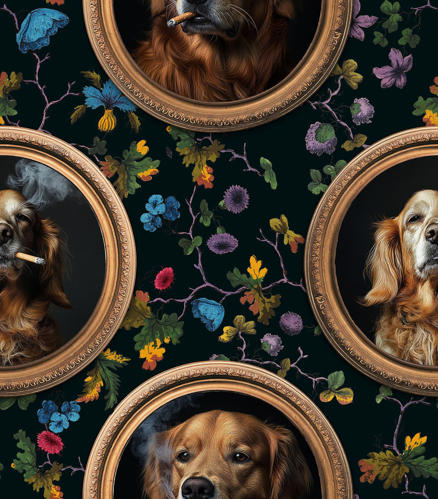 Vintage Dog Portrait Wallpaper – Golden Retriever