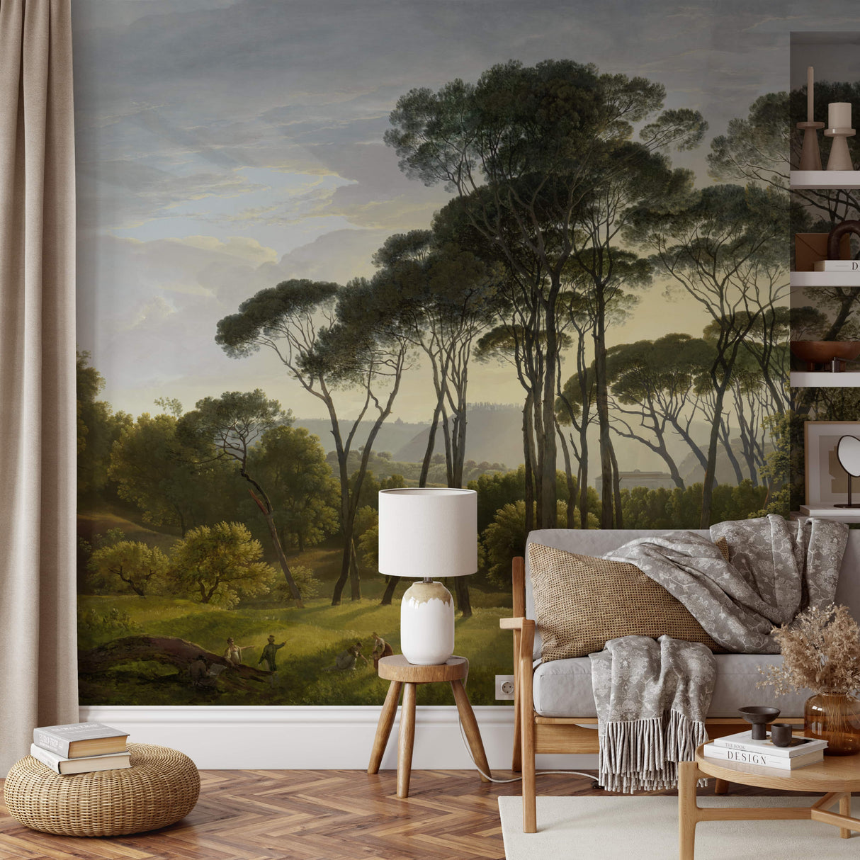 Green Forest Wall Mural - Italian Landscape with Umbrella Pines