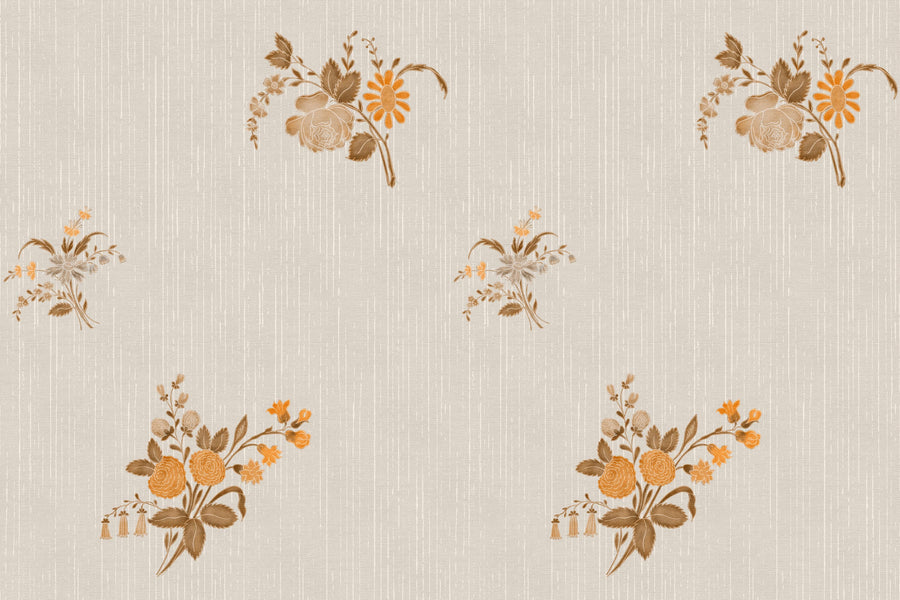 Vintage Heirloom Floral Bouquet Wallpaper - Warm Beige