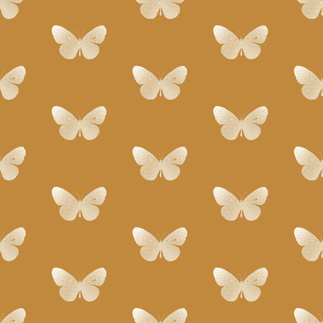 Gold Butterfly Pattern Wallpaper - Elegant Yellow Background Wallpaper