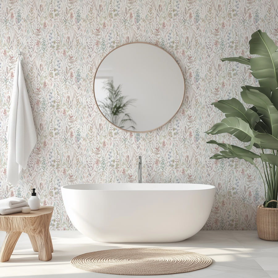 Floral Wallpaper Watercolor Flowers Peel and stick Wallpaper 