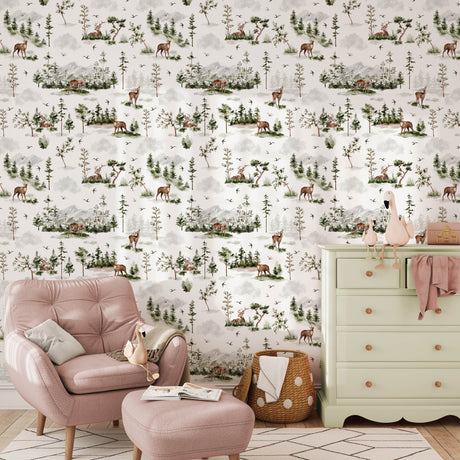 Forest Deer Wallpaper Mural image 1