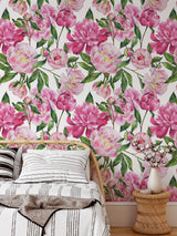 Pink Peony Pattern Wallpaper Self Adhesive Wallpaper EazzyWalls 