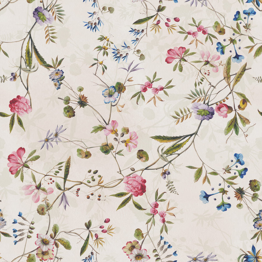 Watercolor Wildflower Wallpaper – Pink, Blue & Green Floral