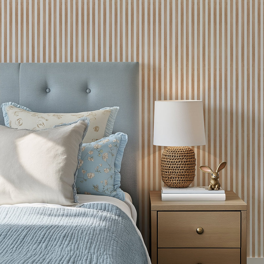 Artisan Brown Stripe Wallpaper - Neutral Tone Peel and Stick