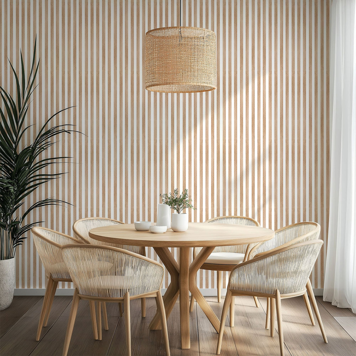 Artisan Brown Stripe Wallpaper - Neutral Tone Peel and Stick