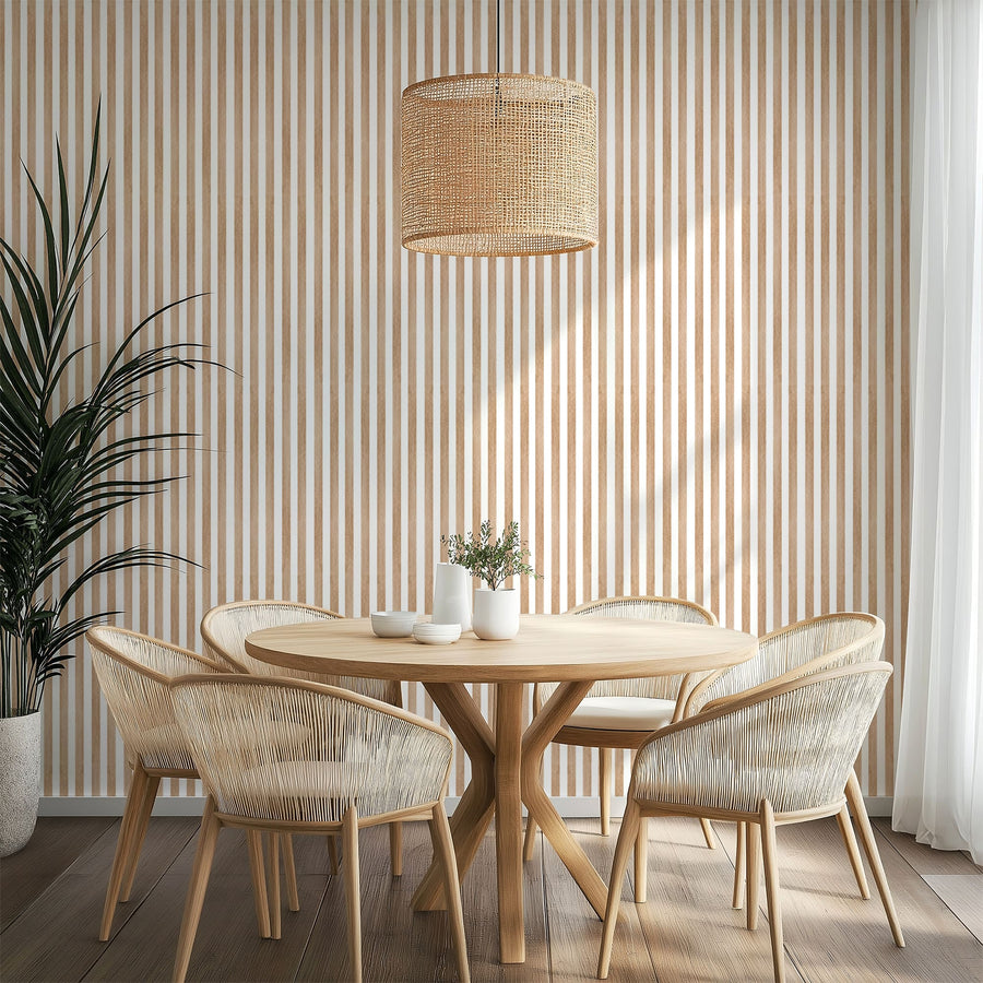 Artisan Brown Stripe Wallpaper - Neutral Tone Peel and Stick