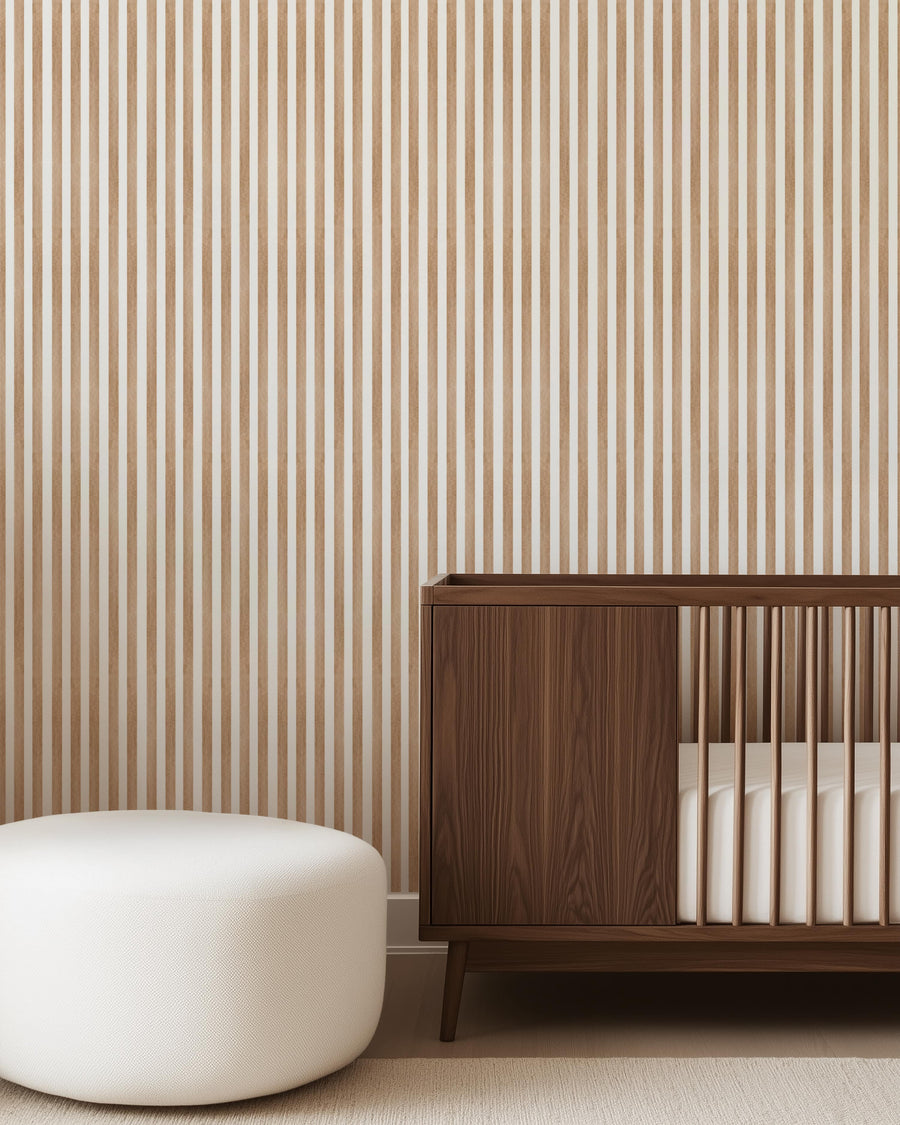 Artisan Brown Stripe Wallpaper - Neutral Tone Peel and Stick
