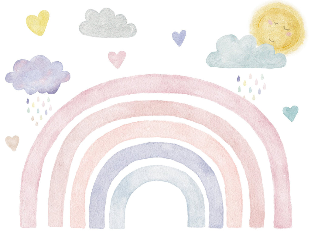 Colorful Boho Rainbow and Clouds Wall Mural for kids image 3