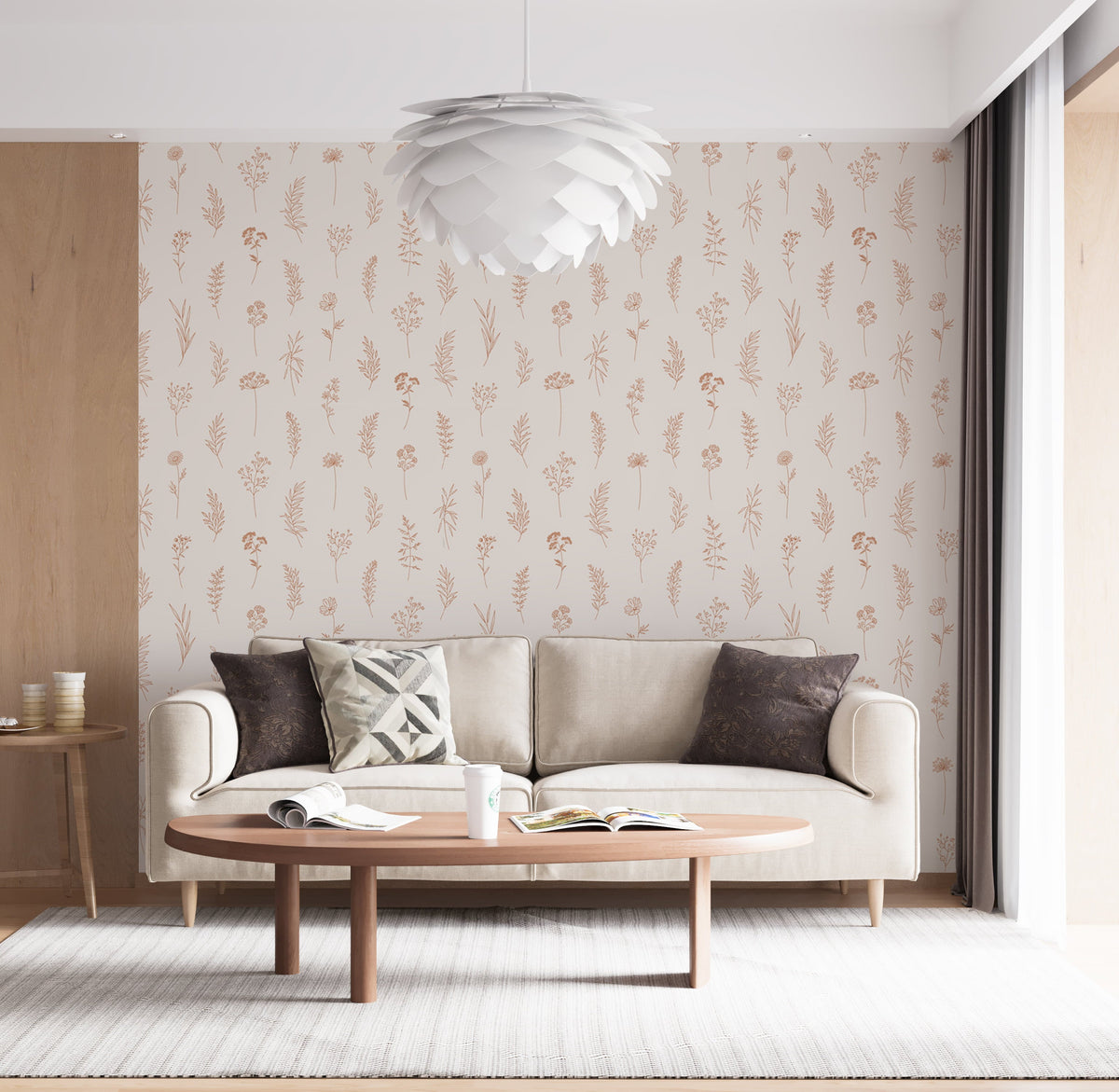Wildflower Meadow Wallpaper | Minimalist Floral Design for Modern Interiors