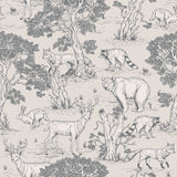 Woodland Animals Toile Wallpaper – Vintage Forest Wildlife Mural