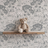 Woodland Animals Toile Wallpaper – Vintage Forest Wildlife Mural