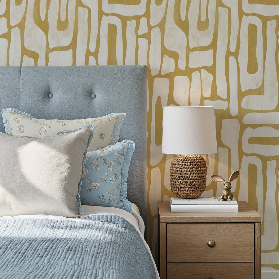 Yellow Geometric Wallpaper – Modern Abstract Pattern