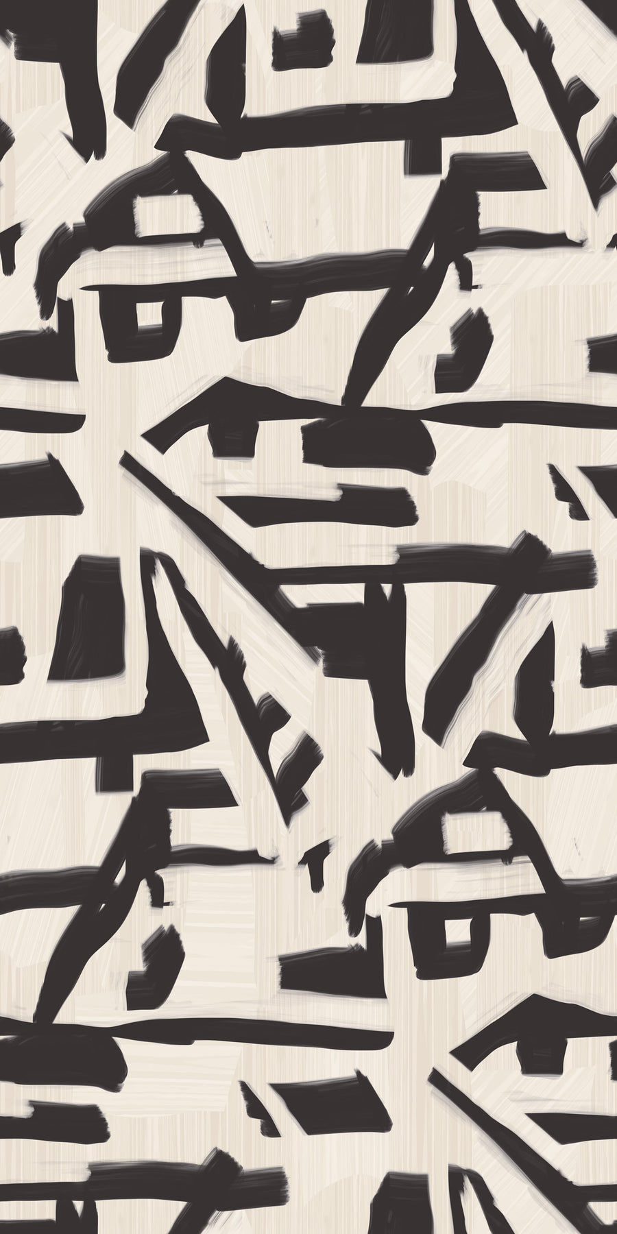 Abstract Brushstroke Wallpaper Cream Black repeating pattern swatch 24W x 48H