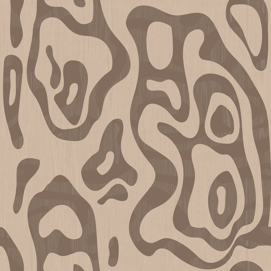 Abstract Topography Wallpaper Brown Cream Organic Contour repeating pattern swatch 48W x 48H