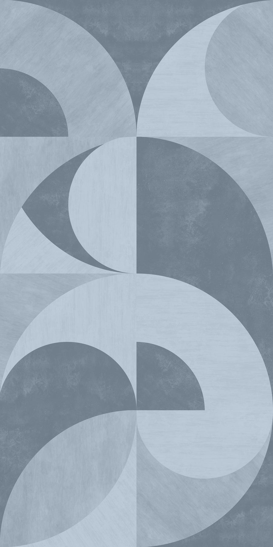 Bauhaus Geometric Circles Wallpaper Dusty Blue Grey repeating pattern swatch 24W x 48H