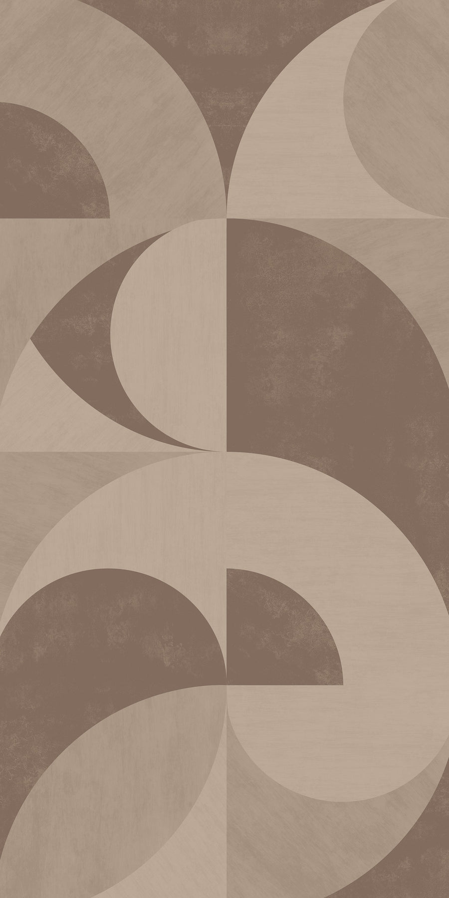 Bauhaus Geometric Shapes Wallpaper Brown Tan repeating pattern swatch 24W x 48H