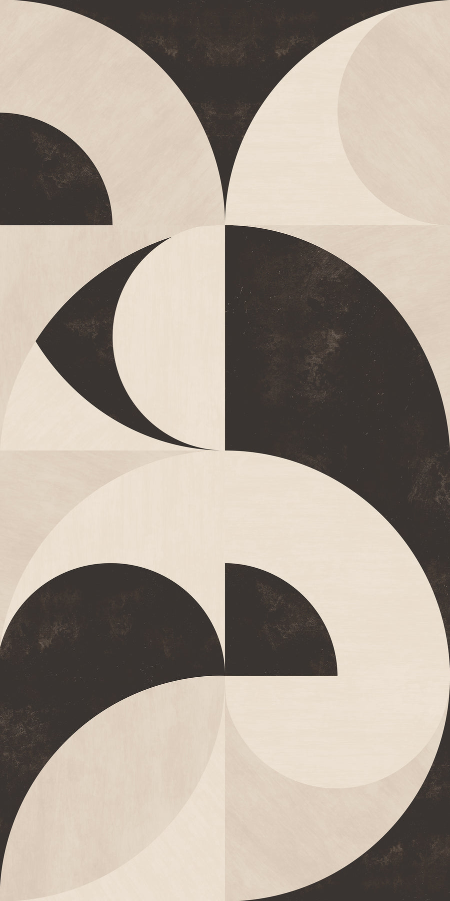 Bauhaus Geometric Shapes Wallpaper Espresso Cream repeating pattern swatch 24W x 48H
