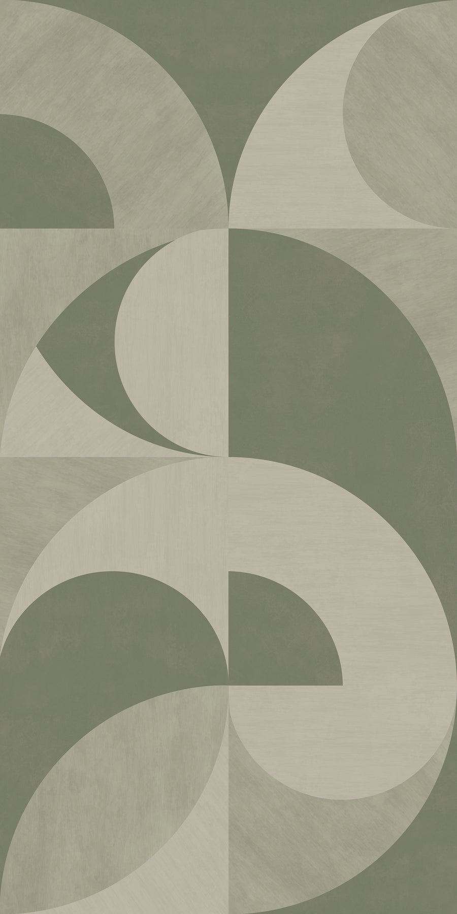 Bauhaus Geometric Shapes Wallpaper Sage Green Cream repeating pattern swatch 24W x 48H