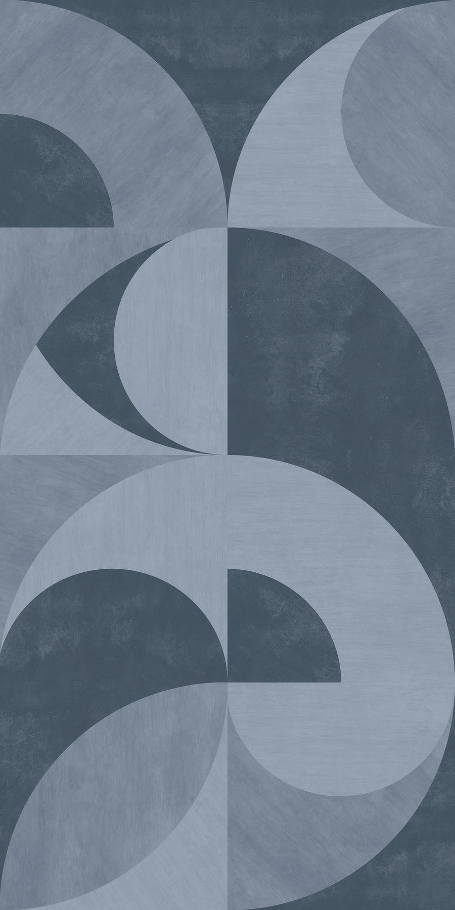 Bauhaus Mid-Century Arch Wallpaper Slate Blue Grey repeating pattern swatch 24W x 48H