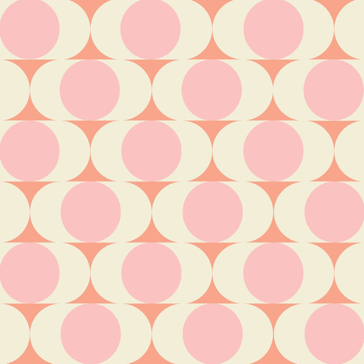 Mid Century Modern Wallpaper - Retro Pink and Peach Circles