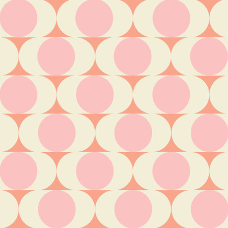Mid Century Modern Wallpaper - Retro Pink and Peach Circles