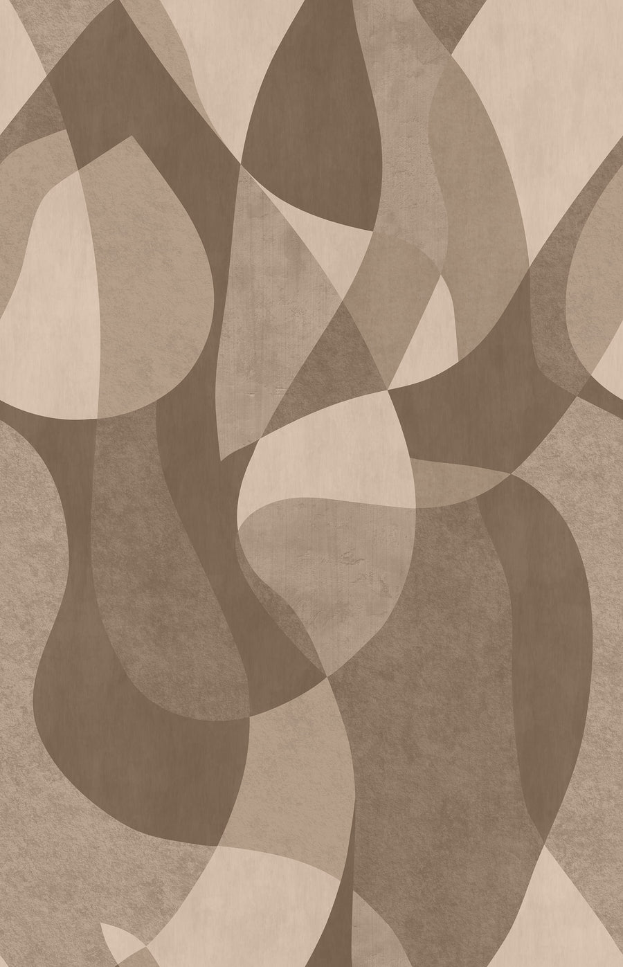 Mid-Century Abstract Curves Wallpaper Warm Tan Caramel repeating pattern swatch 24W x 37H