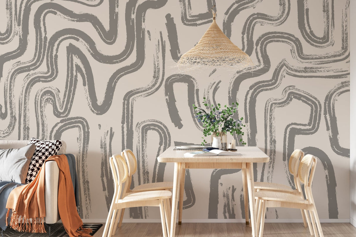 Modern Abstract Brushstroke Wallpaper – Neutral Artistic Wall Mural