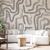 Modern Abstract Brushstroke Wallpaper – Neutral Artistic Wall Mural