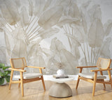 Tropical Leaf Wallpaper Mural - Neutral Tones Wall Mural