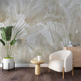 Tropical Leaf Wallpaper Mural - Neutral Tones Wall Mural