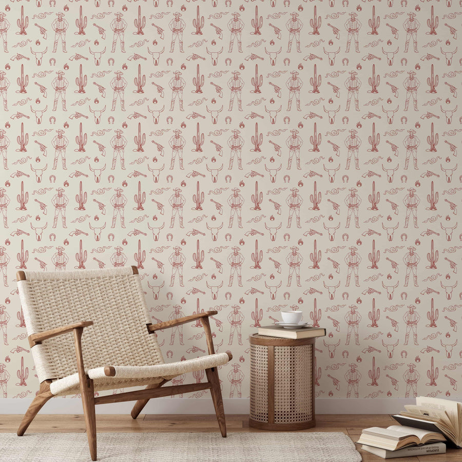 Wild West Cowboy Wallpaper - Cowboy Gun Peel and Stick Wallpaper