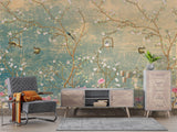 Vintage Florals on grunge Wallpaper Removable Wallpaper EazzyWalls 