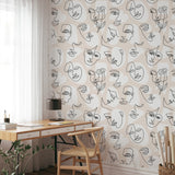 Line Drawing Face Wallpaper Removable Wallpaper EazzyWalls 