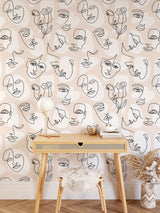 Line Drawing Face Wallpaper Removable Wallpaper EazzyWalls 