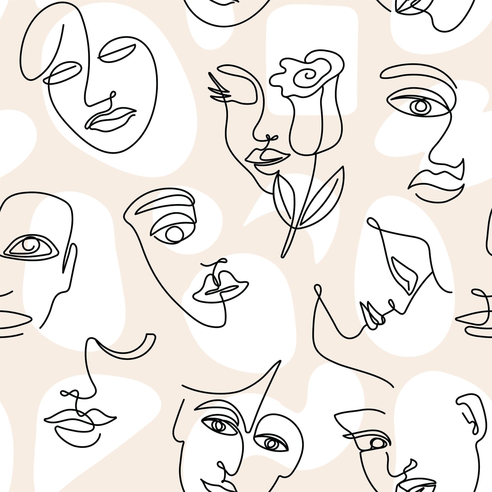 Modern Femme Face Line Wallpaper – EazzyWalls