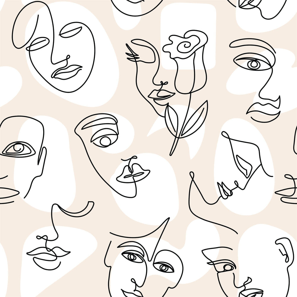Line Drawing Face Wallpaper Removable Wallpaper EazzyWalls Sample: 6''W x 9''H Smooth Vinyl 