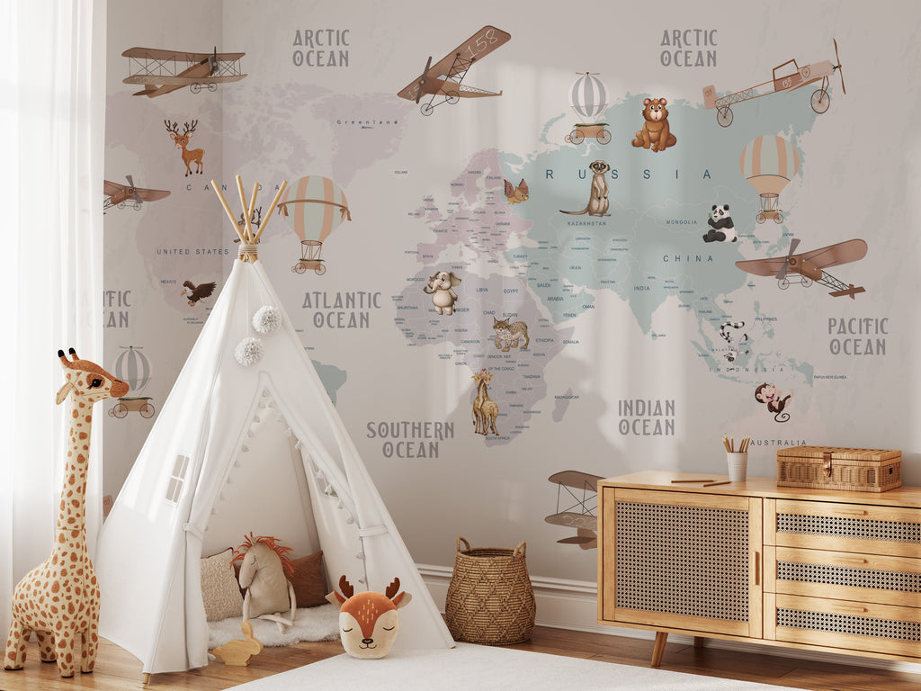 Peel and Stick World Map Wallpaper for Kids image 6
