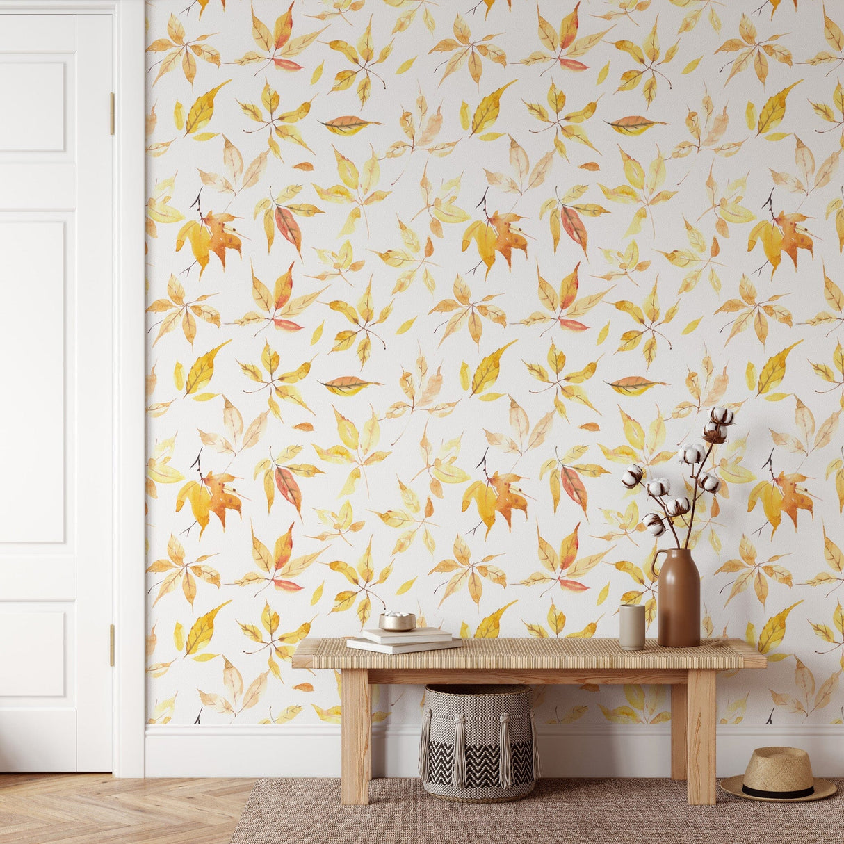 Yellow Fall Leaves Wallpaper Removable Wallpaper EazzyWalls 