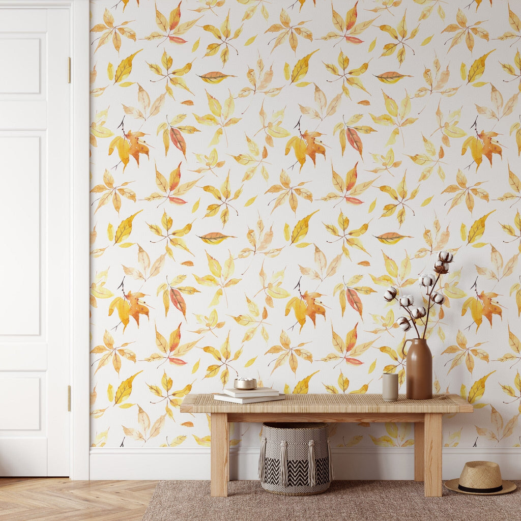 Yellow Fall Leaves Wallpaper Removable Wallpaper EazzyWalls 