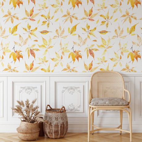 Yellow Fall Leaves Wallpaper Removable Wallpaper EazzyWalls 