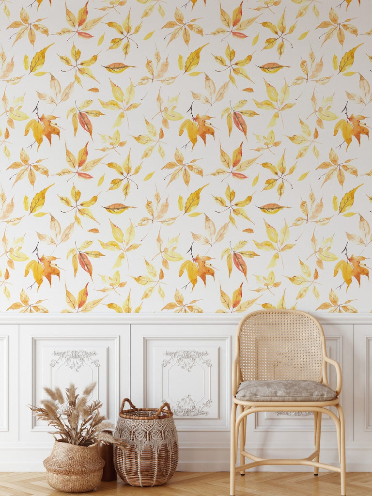 Yellow Fall Leaves Wallpaper Removable Wallpaper EazzyWalls 
