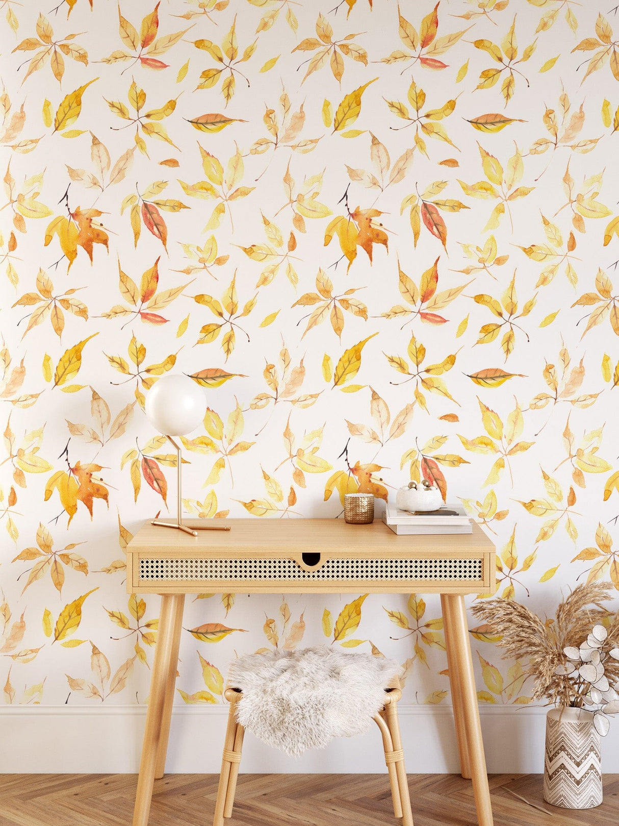 Yellow Fall Leaves Wallpaper Removable Wallpaper EazzyWalls 