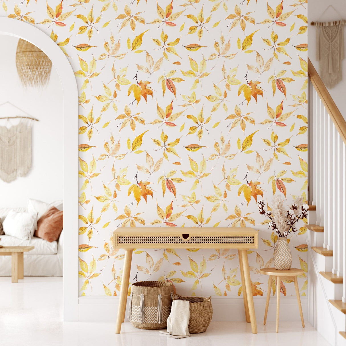 Yellow Fall Leaves Wallpaper Removable Wallpaper EazzyWalls 