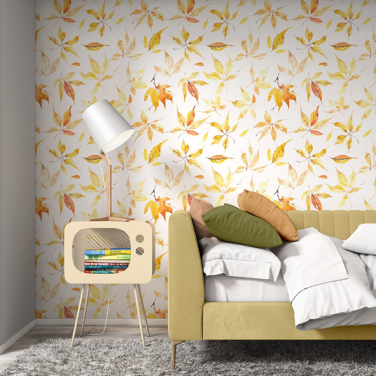 Yellow Fall Leaves Wallpaper Removable Wallpaper EazzyWalls 