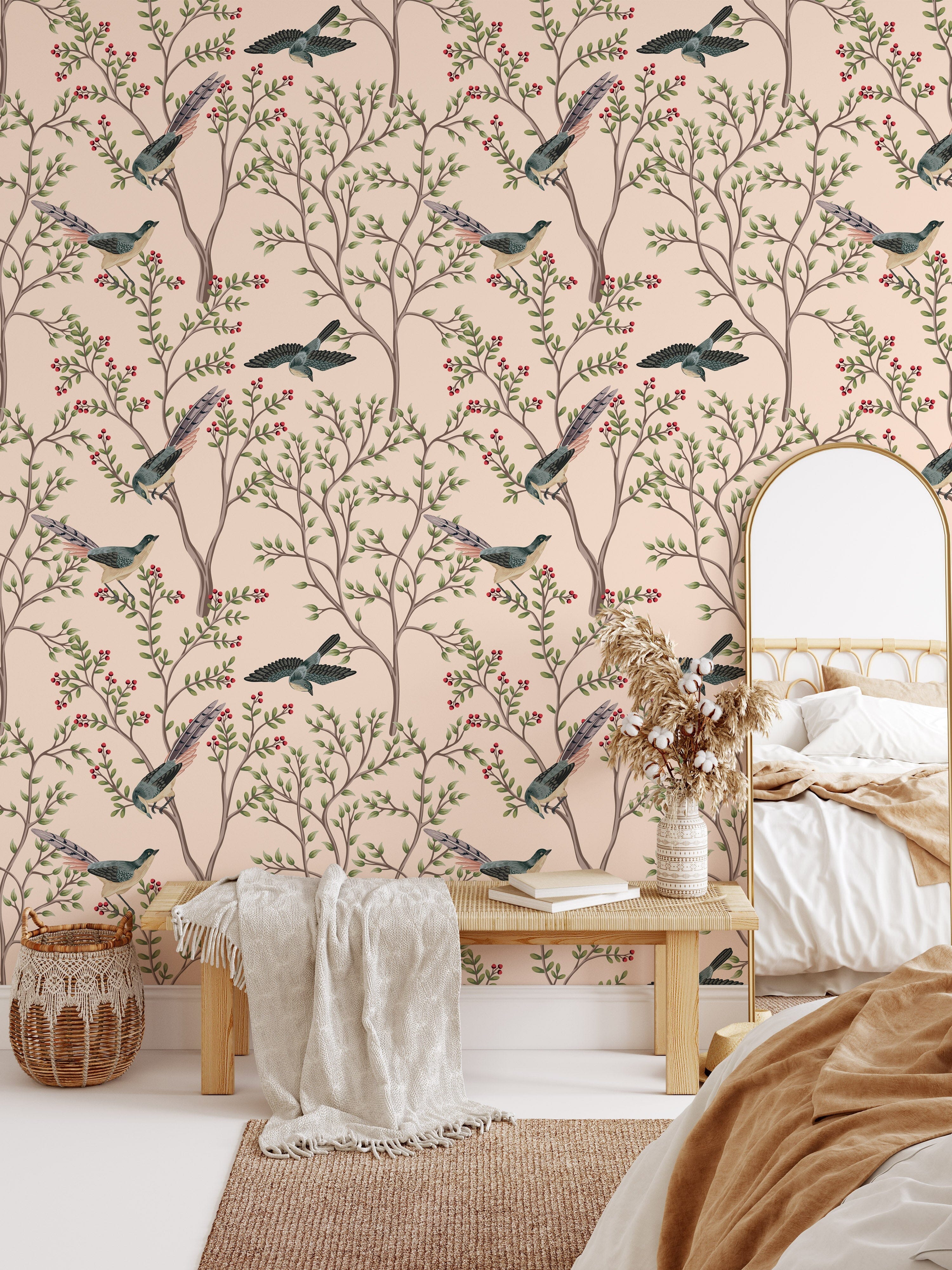 Vintage Bird Wallpaper Pattern